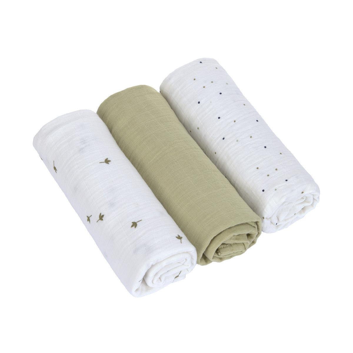 Lässig Muslin Swaddle &amp; Burp Blankets L GOTS Leave olive