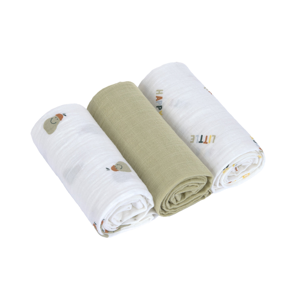 Lässig Swaddle &amp; Burp Blanket M GOTS Happy Fruits, Birne