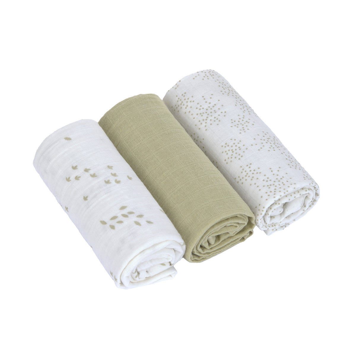Lässig Swaddle &amp; Burp Blanket M GOTS Leave olive