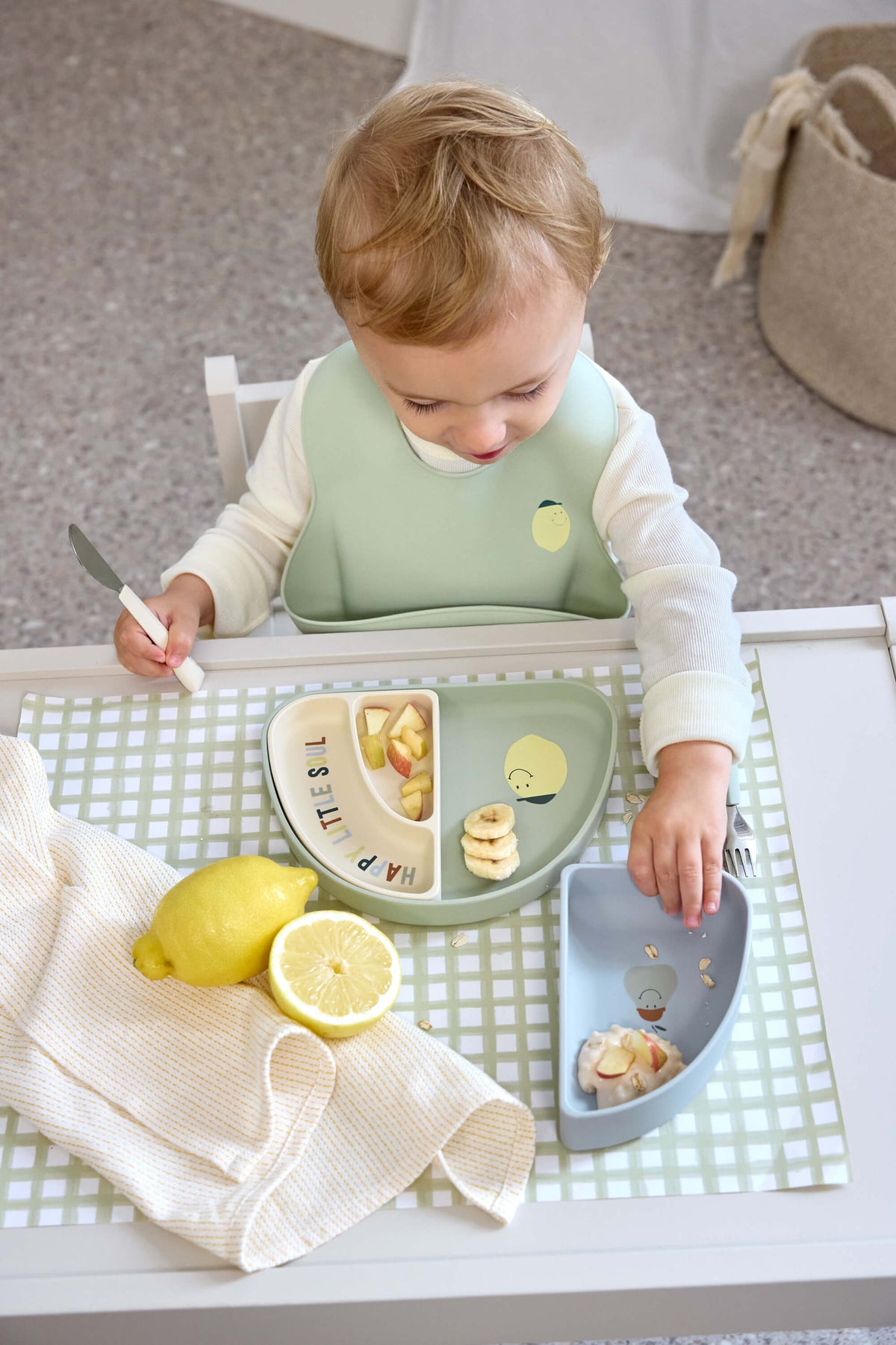 Lässig Menüteller Silikon 3 teilig - Happy Fruits, Zitrone