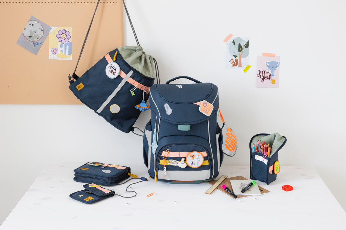 Lässig Schulranzen Set 7-teilig slim Unique Navy Blau