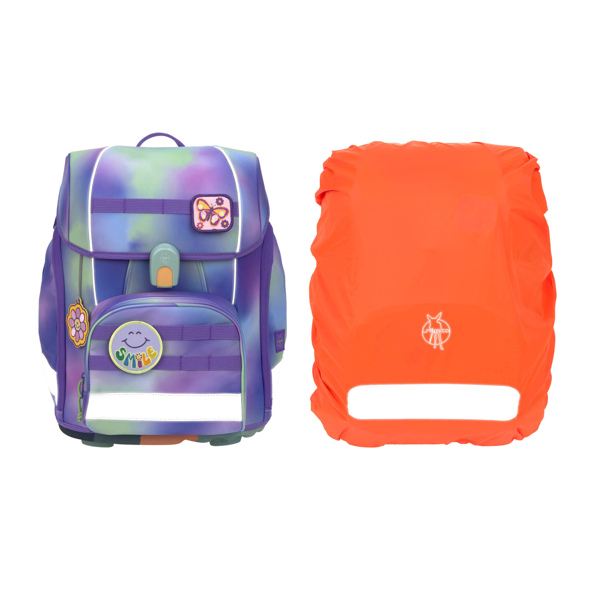 Lässig Schulranzen Set 7-teilig Boxy - Unique Gradient lila-grün