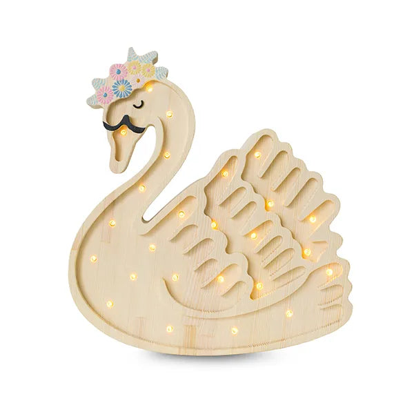 Little Lights Swan Lampe wood