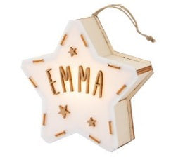 Mini Leuchtstern personalisierbar 12,5cm aus Holz