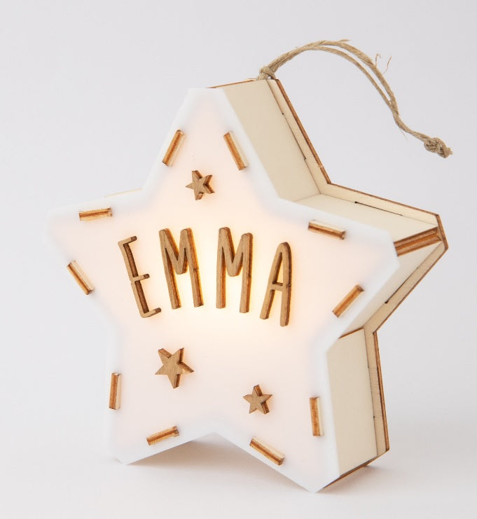 Mini Leuchtstern personalisierbar 12,5cm aus Holz