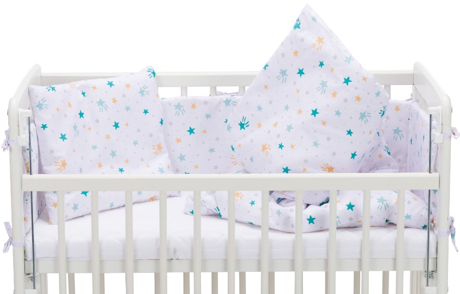 Fillikid Beistellbett Nino 45x90cm inkl. Bettwäsche-Set Star mint exklusiv