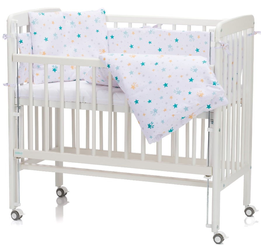Fillikid Beistellbett Nino 45x90cm inkl. Bettwäsche-Set Star mint exklusiv