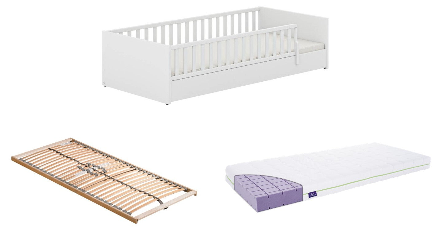PAIDI Little Flo Bodenbett 90x200cm *PROMO* mit Matratze, Lattenrost und GRATIS Fixleintuch