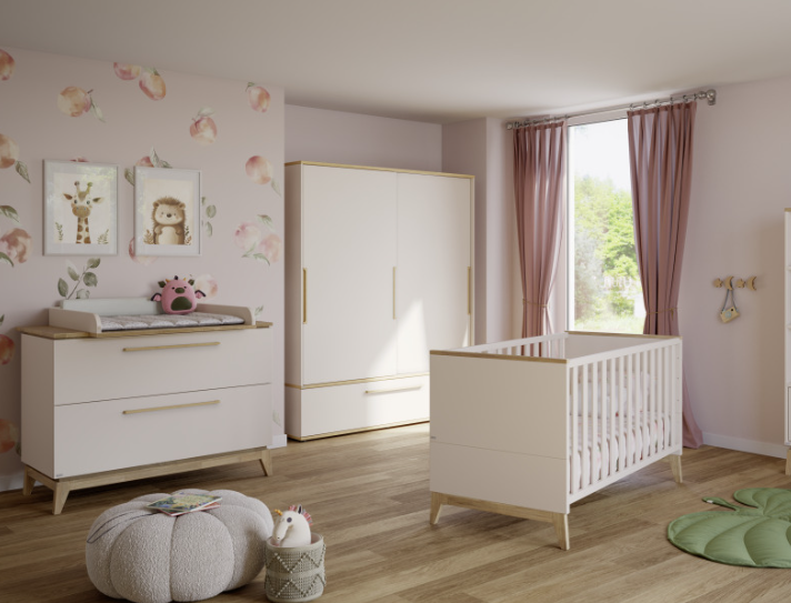 PAIDI Stiene Kinderzimmer 4-teilig mit Wickelaufsatz, Schiebetürenschrank