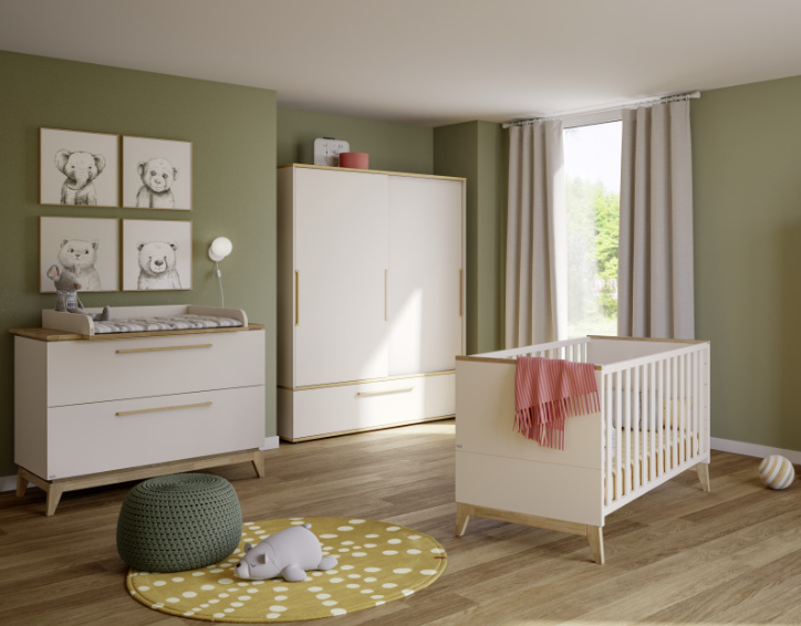 PAIDI Stiene Kinderzimmer 3-teilig mit Schiebetürenschrank inkl. Wickelaufsatz