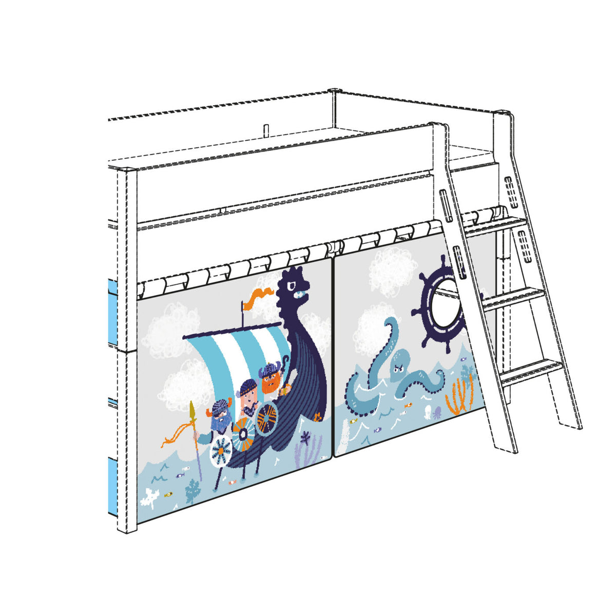 PAIDI Textilien Vorhänge-Set Motiv Wikinger