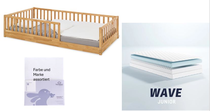 Pinolino Bodenbett Evi 90x200cm *PROMO* mit Matratze und Fixleintuch