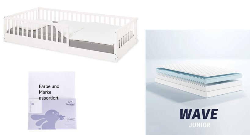 Pinolino Bodenbett Evi 90x200cm *PROMO* mit Matratze und Fixleintuch