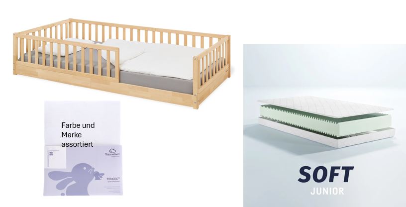 Pinolino Bodenbett Evi 90x200cm *PROMO* mit Matratze und Fixleintuch