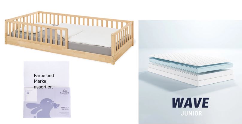 Pinolino Bodenbett Evi 90x200cm *PROMO* mit Matratze und Fixleintuch