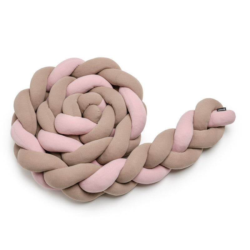 T-TOMI geflochtene Bettschlange 360 cm - Pink + Mocca