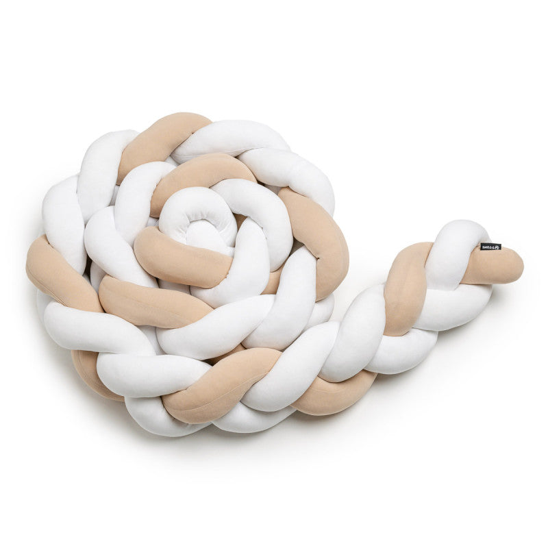 T-TOMI geflochtene Bettschlange 360 cm White + Beige