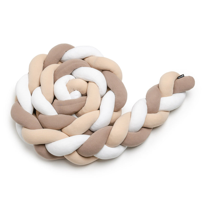 T-TOMI geflochtene Bettschlange 360 cm - White + Beige + Mocca