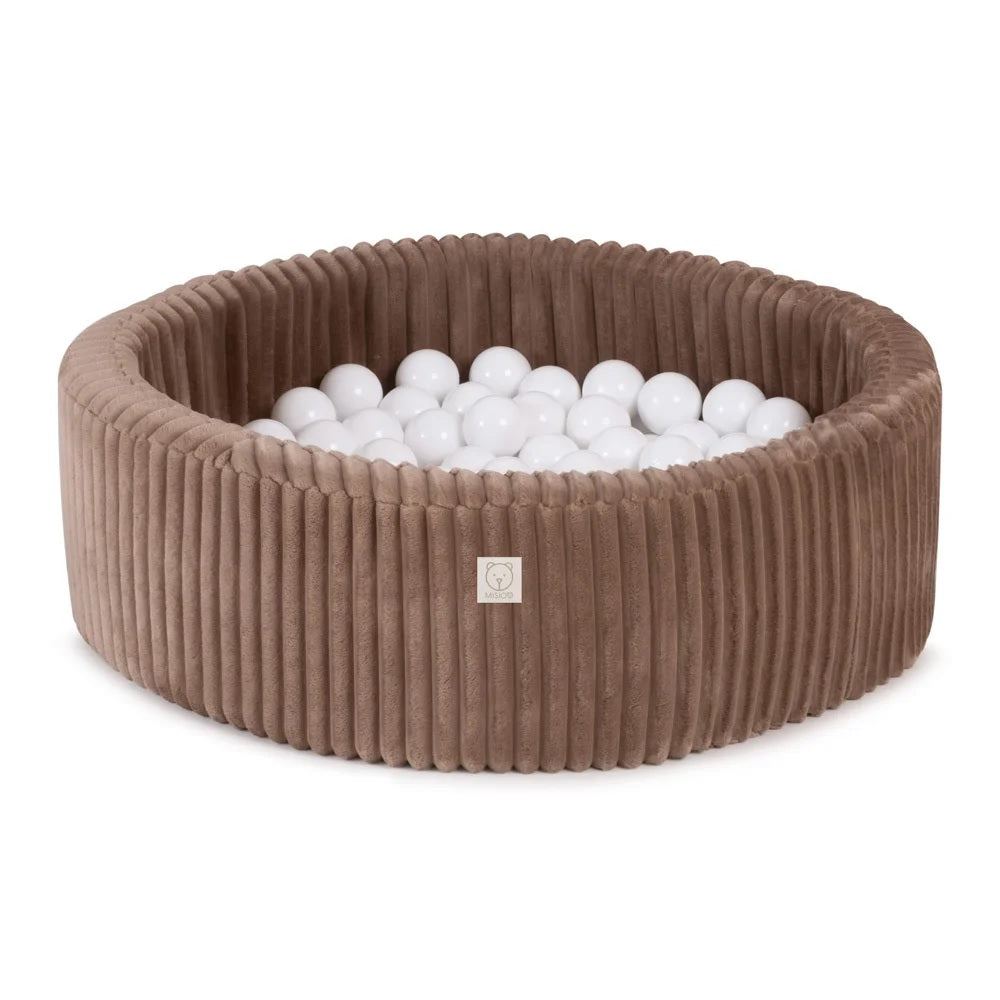 Trockenes Bällebad rund - 90 x 30 - Teddystoff + 200 Bälle