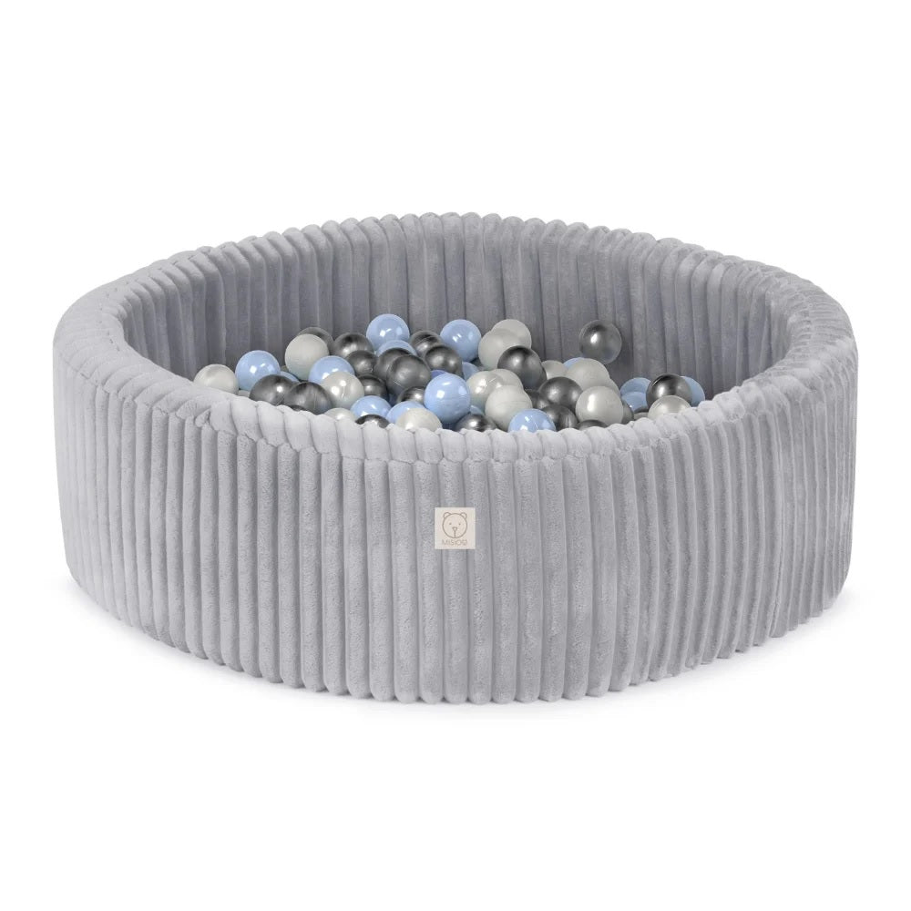 Trockenes Bällebad rund - 90 x 30 - Teddystoff + 200 Bälle