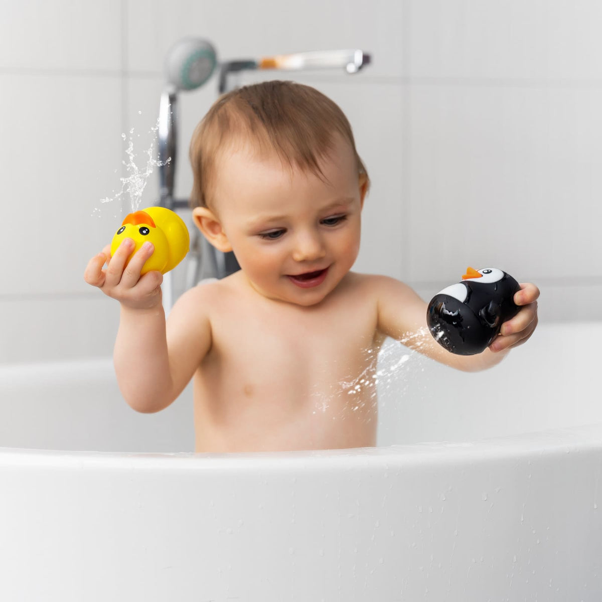 REER MyHappyBath Toys - Badetiere Ente &amp; Pinguin