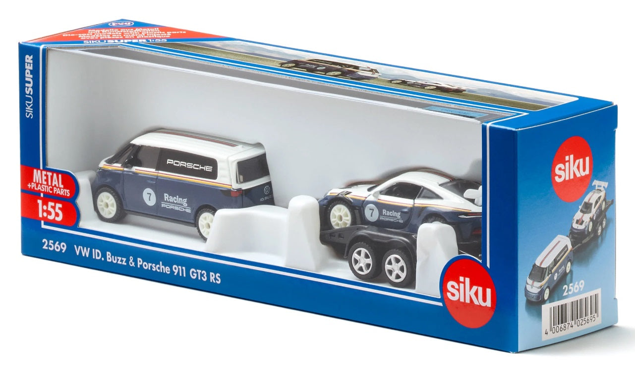 Siku VW ID. Buzz mit Porsche 911 GT3 RS