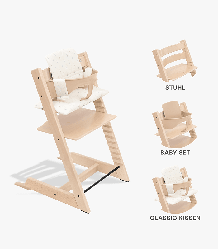 Stokke Tripp Trapp Hochstuhl Bundle mit Baby Set und Kissen *PROMO*
