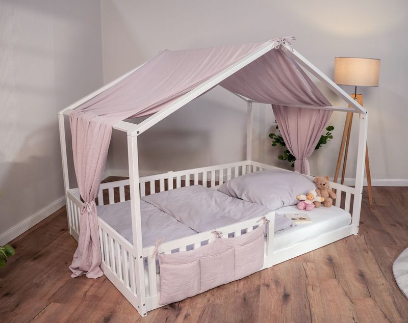 tiSsi Bodenbett / Hausbett Enno 140x200 cm *PROMO* Baldachin und Organizer gratis dazu