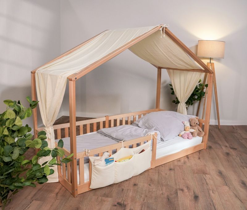 tiSsi Bodenbett / Hausbett Enno 140x200 cm *PROMO* Baldachin und Organizer gratis dazu