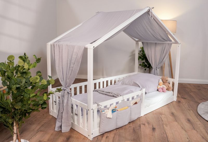 tiSsi Bodenbett / Hausbett Enno 140x200 cm *PROMO* Baldachin und Organizer gratis dazu