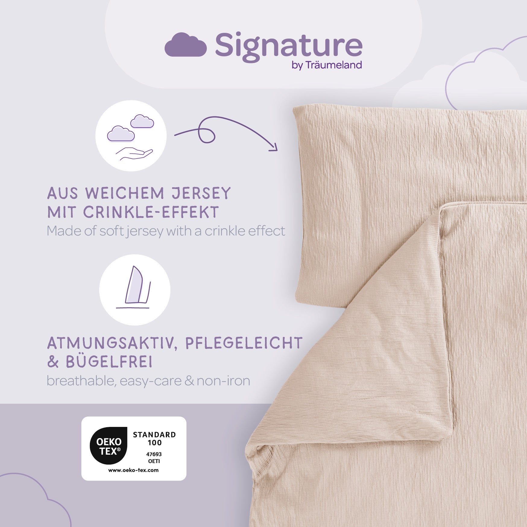 Träumeland Bettwäsche Signature taupe 100x135 / 40x60 cm