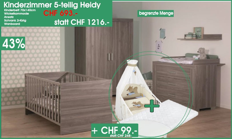 Kinderzimmer Heidy grey 5-teilig