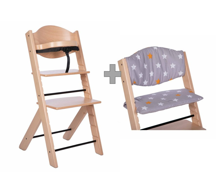 Treppy Hochstuhl Bundle mit Kissen Natural