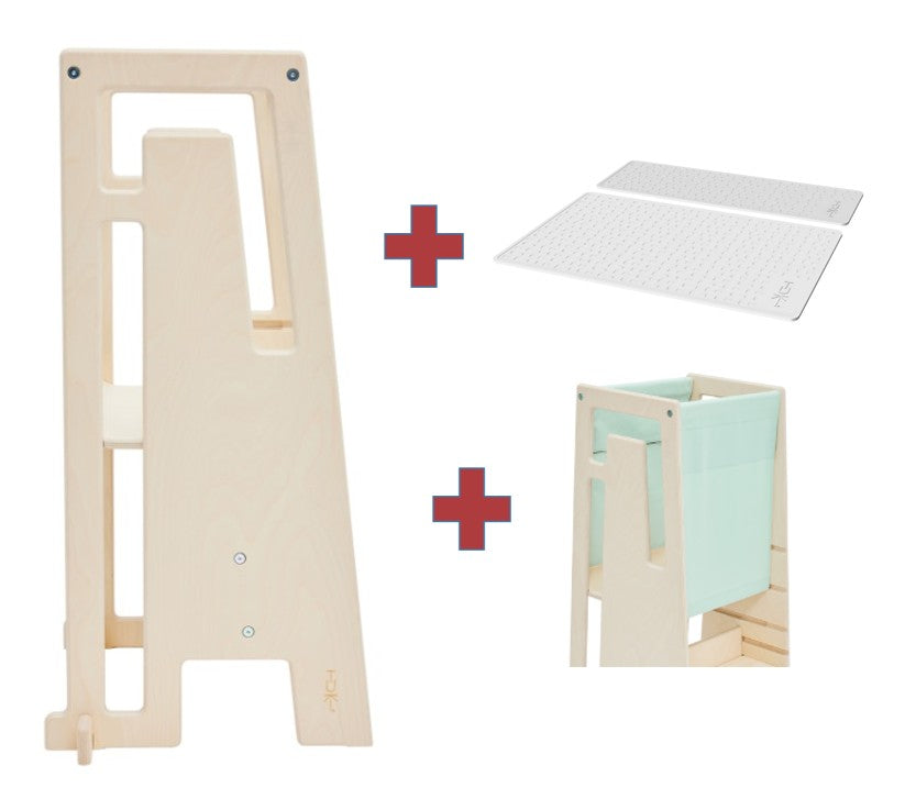 Tuki Lernturm Arctic Birch mit Entdeckertuch mit Anti Rutschmatten Set *PROMO*