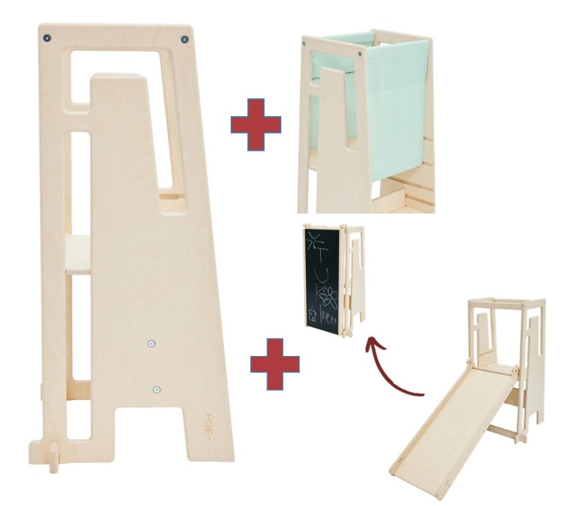 Tuki Lernturm Arctic Birch mit Entdeckertuch und Rutsche mit Maltafel *PROMO*