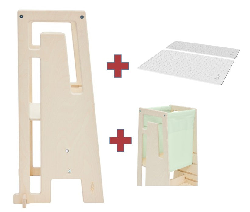 Tuki Lernturm Arctic Birch mit Entdeckertuch mit Anti Rutschmatten Set *PROMO*