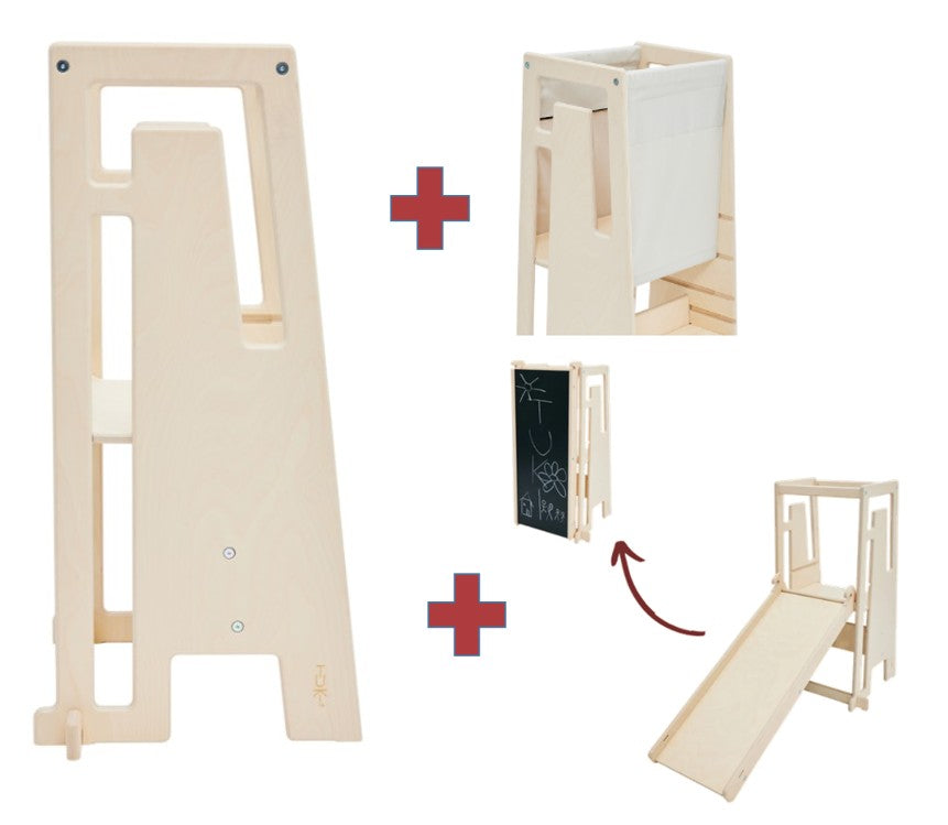 Tuki Lernturm Arctic Birch mit Entdeckertuch und Rutsche mit Maltafel *PROMO*
