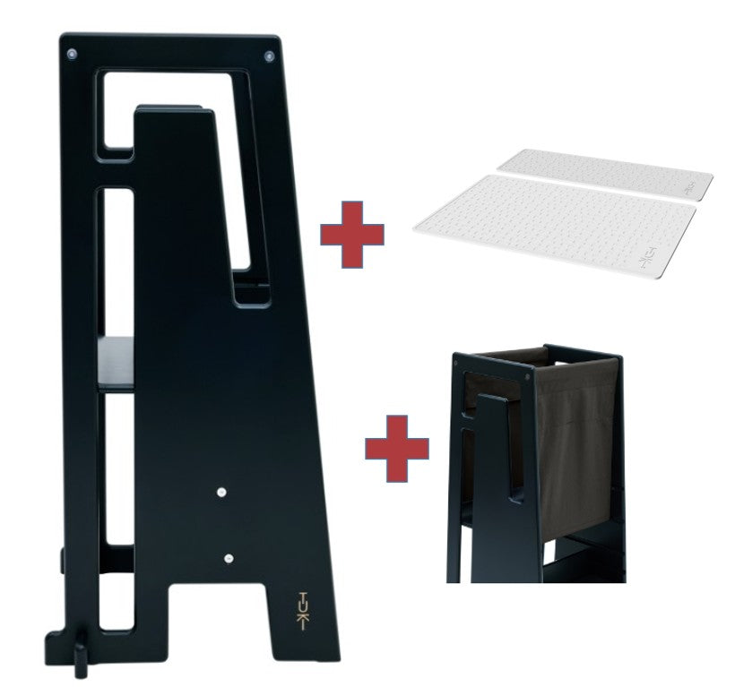 Tuki Lernturm black mit Entdeckertuch mit Anti Rutschmatten Set*PROMO*