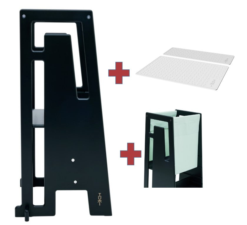 Tuki Lernturm black mit Entdeckertuch mit Anti Rutschmatten Set*PROMO*