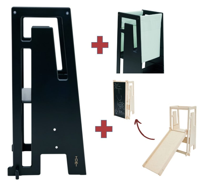 Tuki Lernturm black mit Entdeckertuch und Rutsche mit Maltafel *PROMO*