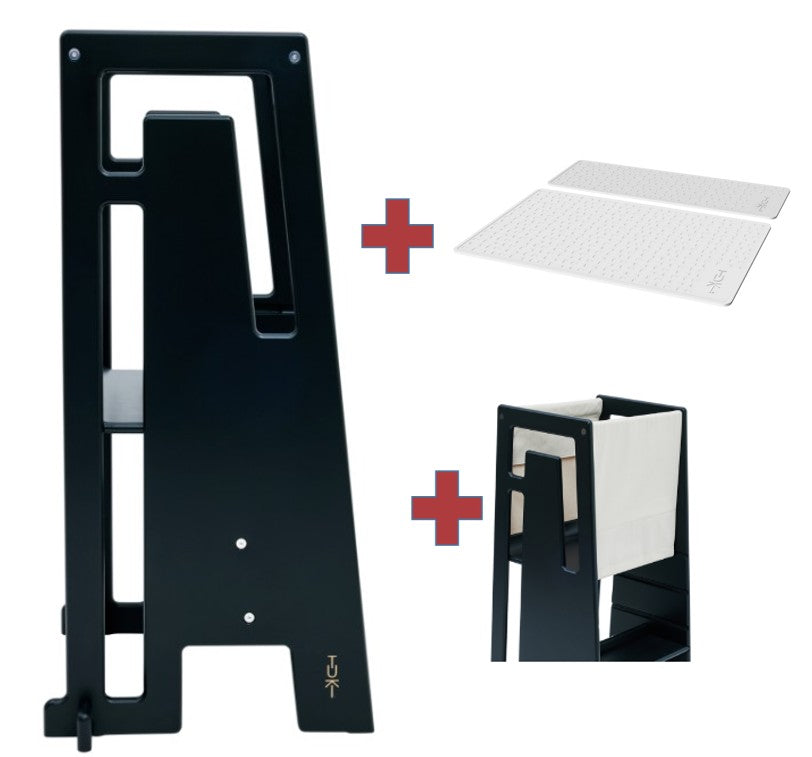 Tuki Lernturm black mit Entdeckertuch mit Anti Rutschmatten Set*PROMO*