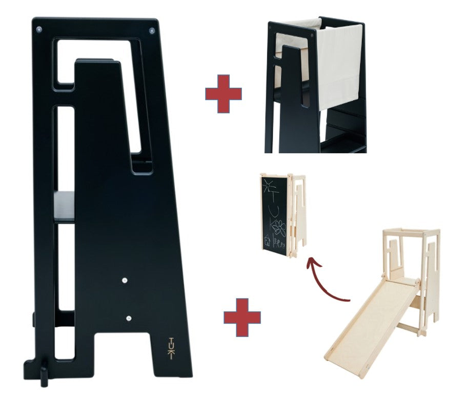 Tuki Lernturm black mit Entdeckertuch und Rutsche mit Maltafel *PROMO*
