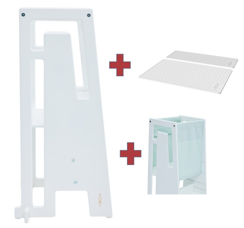 Tuki Lernturm white mit Entdeckertuch mit Anti Rutschmatten Set *PROMO*