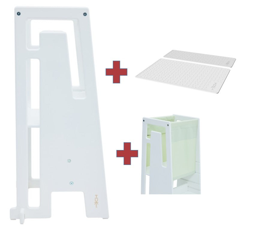 Tuki Lernturm white mit Entdeckertuch mit Anti Rutschmatten Set *PROMO*