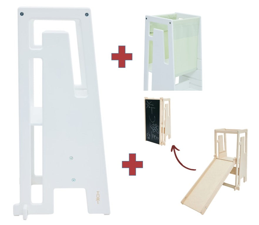 Tuki Lernturm white mit Entdeckertuch und Rutsche mit Maltafel *PROMO*