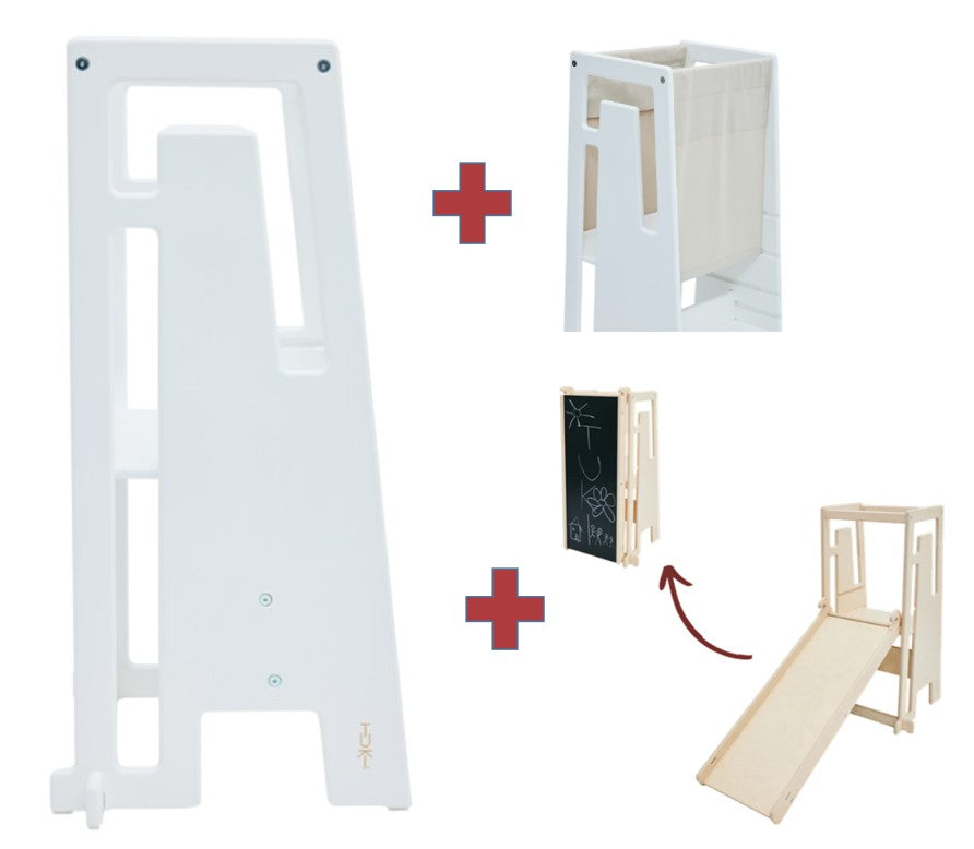 Tuki Lernturm white mit Entdeckertuch und Rutsche mit Maltafel *PROMO*