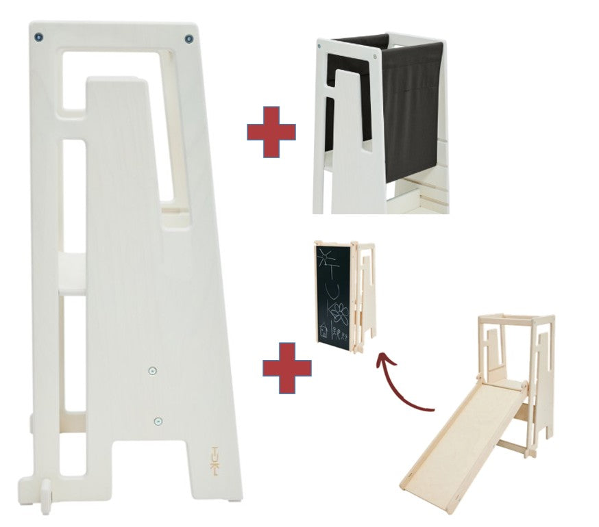Tuki Lernturm whitewash mit Entdeckertuch und Rutsche mit Maltafel *PROMO*