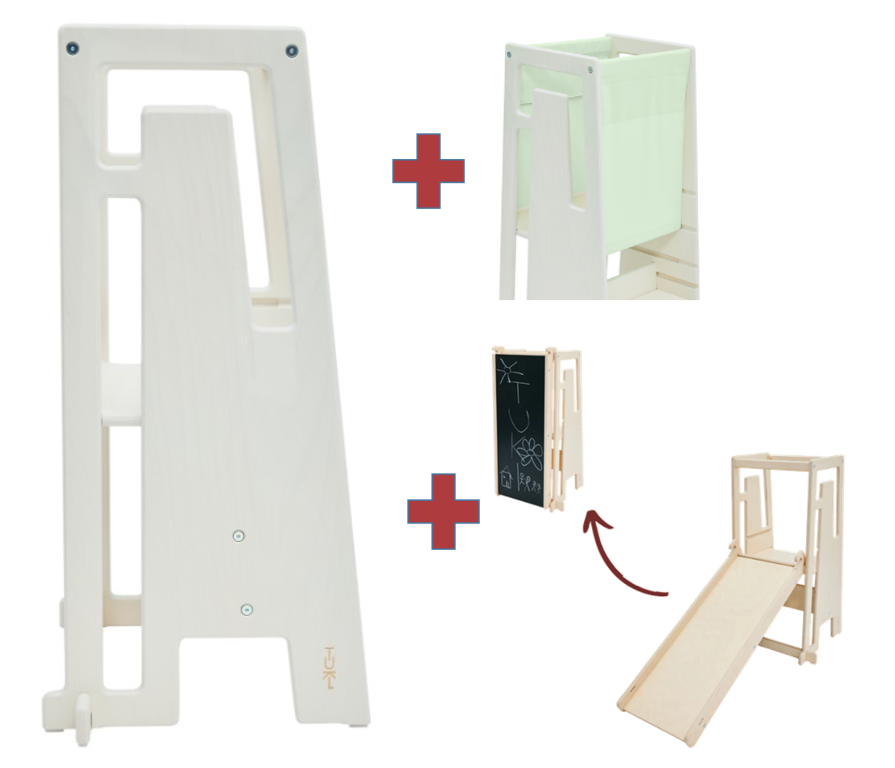 Tuki Lernturm whitewash mit Entdeckertuch und Rutsche mit Maltafel *PROMO*