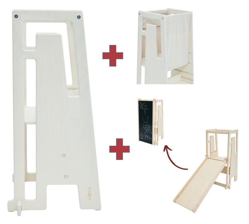 Tuki Lernturm whitewash mit Entdeckertuch und Rutsche mit Maltafel *PROMO*