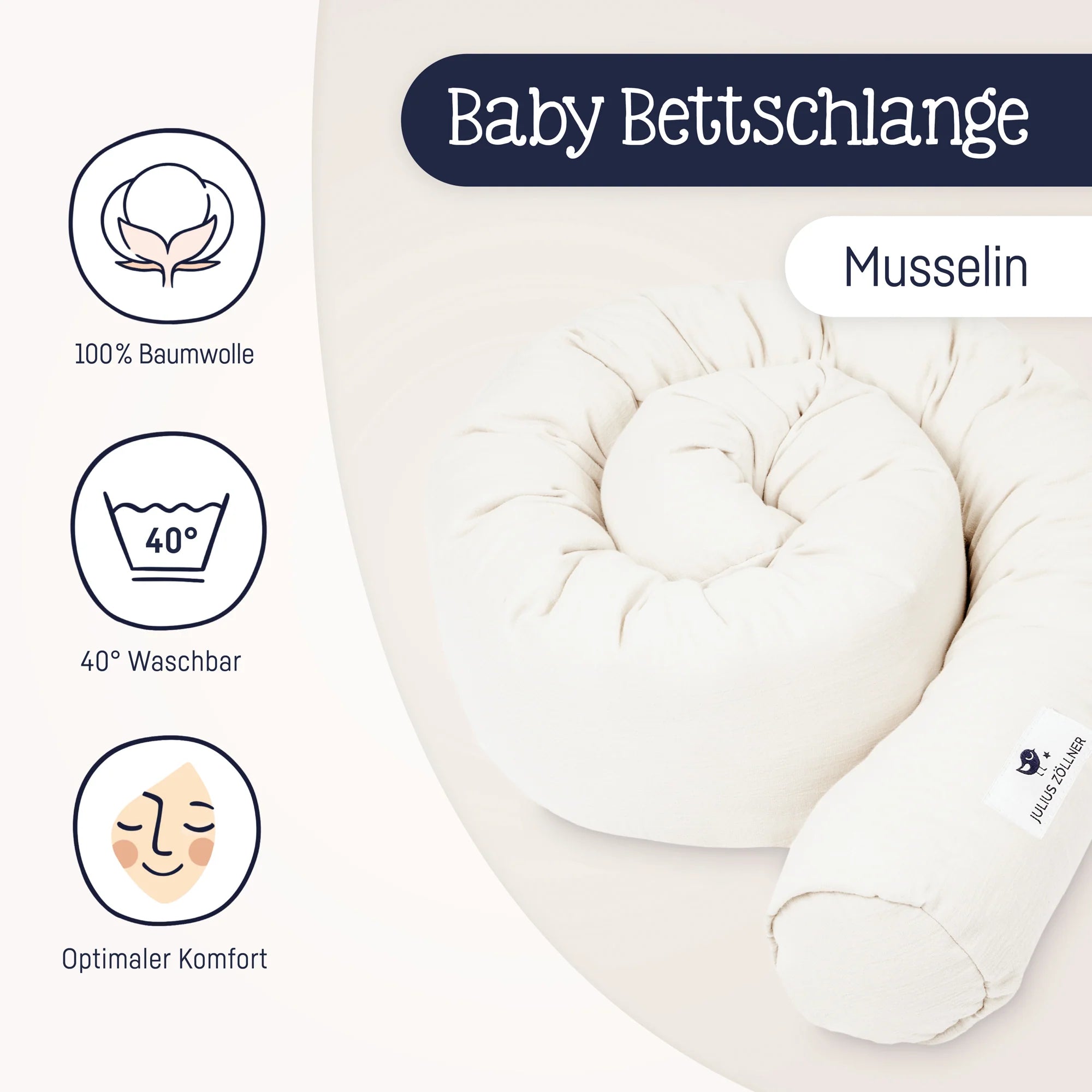 Julius Zöllner Bettschlange Musselin Ivory